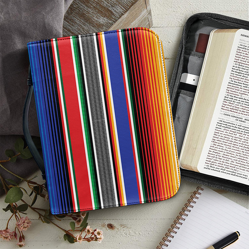 Ethnic Serape Blanket Stripe Print Leather Bible Cover