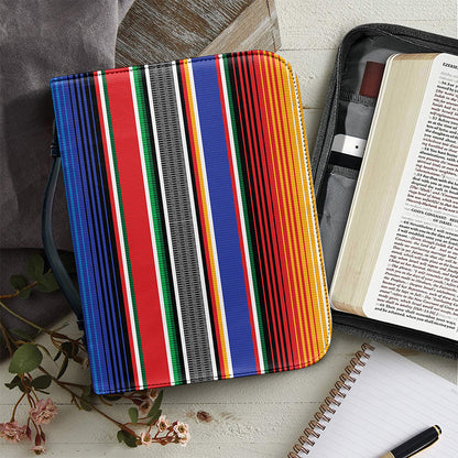 Ethnic Serape Blanket Stripe Print Leather Bible Cover