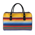 Ethnic Serape Blanket Stripe Print Leather Duffel Bag