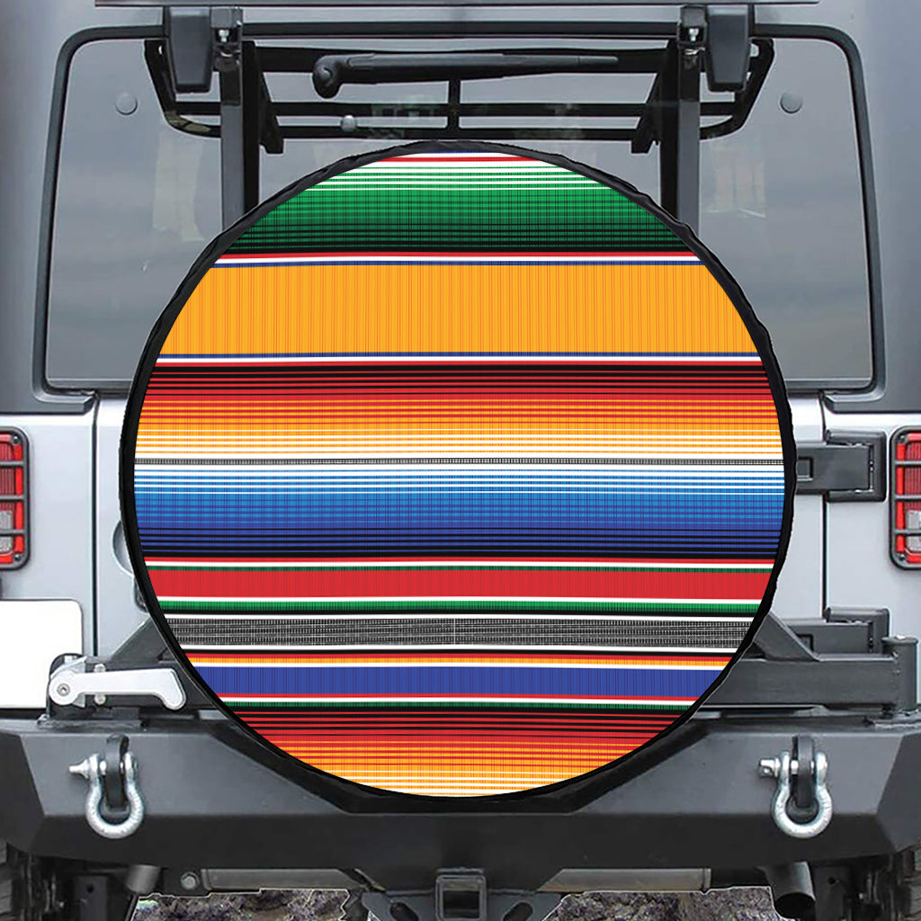 Ethnic Serape Blanket Stripe Print Leather Spare Tire Cover