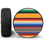 Ethnic Serape Blanket Stripe Print Leather Spare Tire Cover