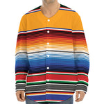 Ethnic Serape Blanket Stripe Print Long Sleeve Baseball Jersey