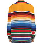 Ethnic Serape Blanket Stripe Print Long Sleeve Baseball Jersey