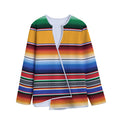 Ethnic Serape Blanket Stripe Print Long Sleeve Short Coat