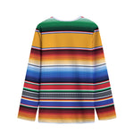 Ethnic Serape Blanket Stripe Print Long Sleeve Short Coat