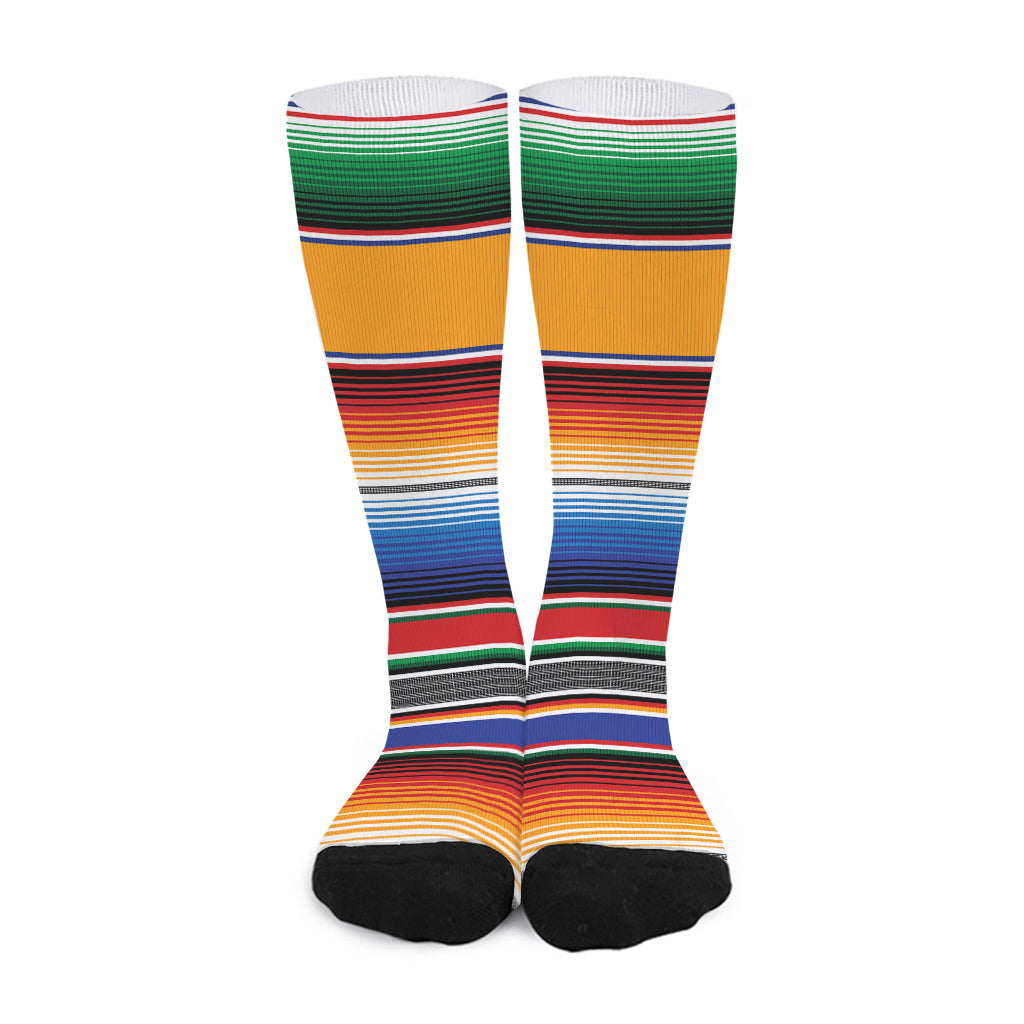 Ethnic Serape Blanket Stripe Print Long Socks