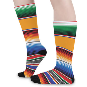 Ethnic Serape Blanket Stripe Print Long Socks