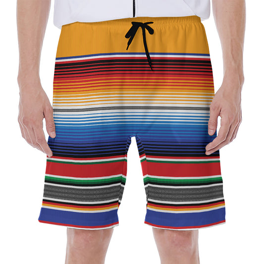 Ethnic Serape Blanket Stripe Print Men's Beach Shorts