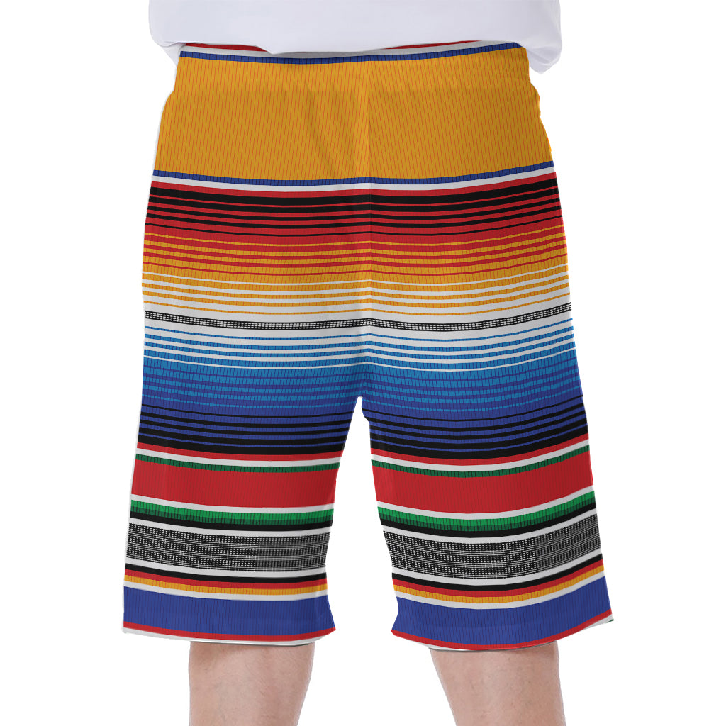 Ethnic Serape Blanket Stripe Print Men's Beach Shorts