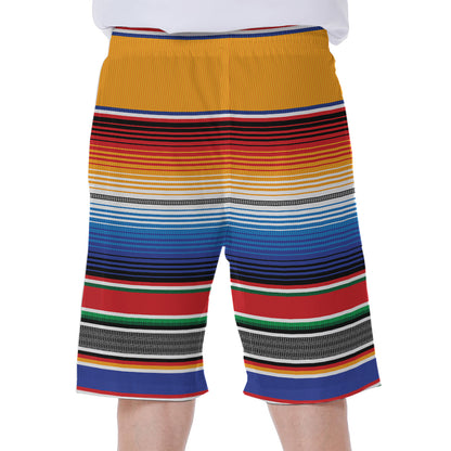 Ethnic Serape Blanket Stripe Print Men's Beach Shorts