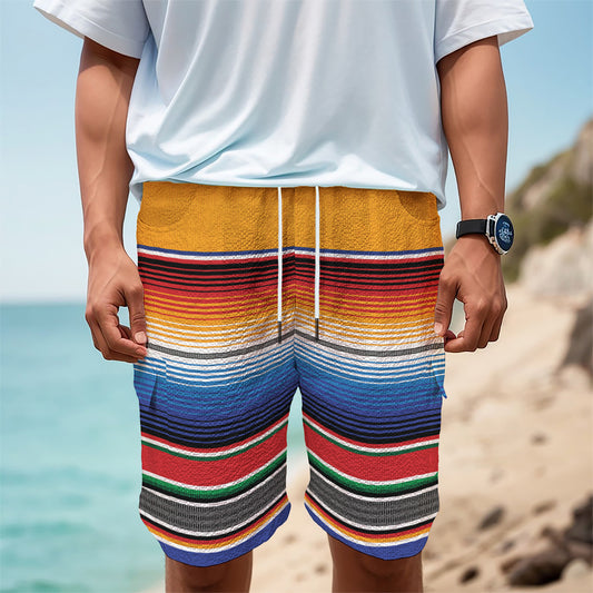 Ethnic Serape Blanket Stripe Print Men's Cargo Shorts