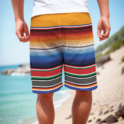 Ethnic Serape Blanket Stripe Print Men's Cargo Shorts