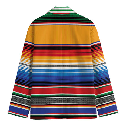 Ethnic Serape Blanket Stripe Print Men's Cotton Blazer
