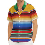 Ethnic Serape Blanket Stripe Print Men's Deep V-Neck Shirt