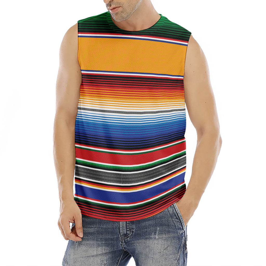 Ethnic Serape Blanket Stripe Print Men's Fitness Tank Top
