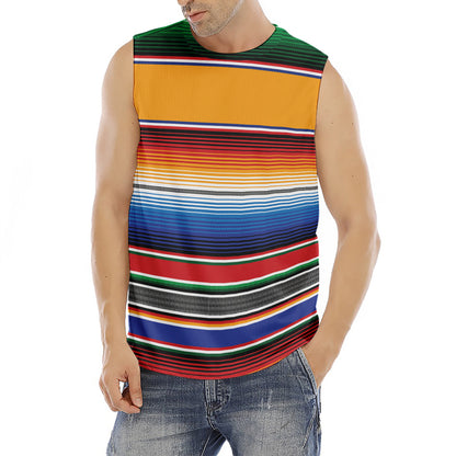 Ethnic Serape Blanket Stripe Print Men's Fitness Tank Top