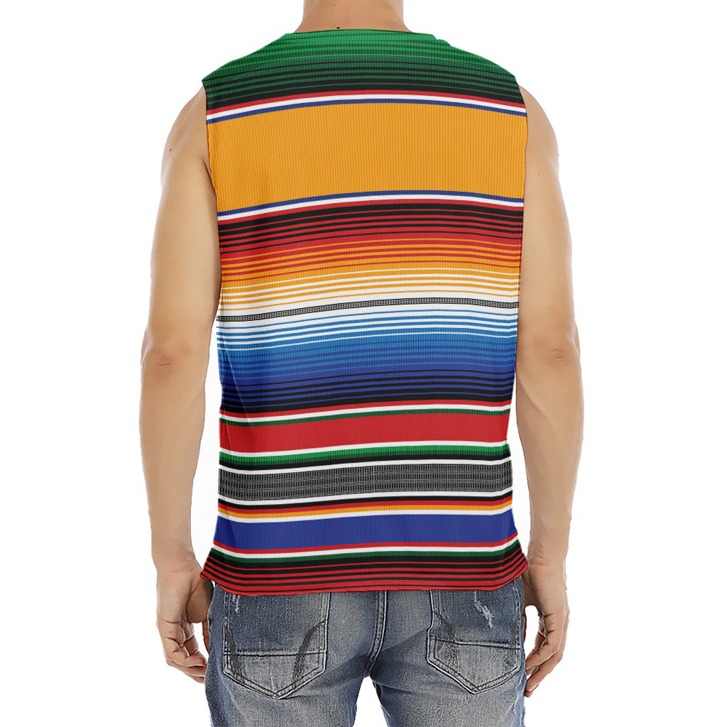 Ethnic Serape Blanket Stripe Print Men's Fitness Tank Top