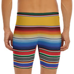 Ethnic Serape Blanket Stripe Print Men's Long Boxer Briefs