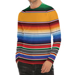 Ethnic Serape Blanket Stripe Print Men's Long Sleeve Rash Guard