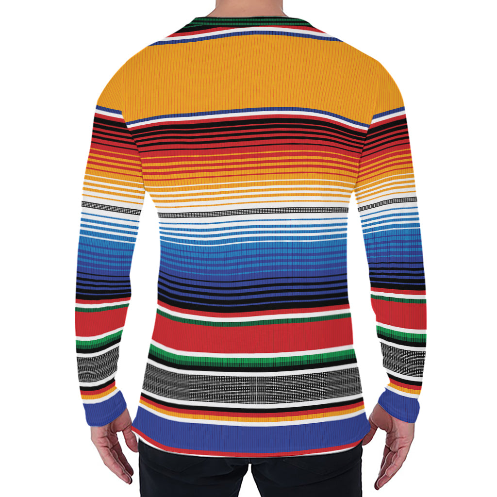 Ethnic Serape Blanket Stripe Print Men's Long Sleeve T-Shirt