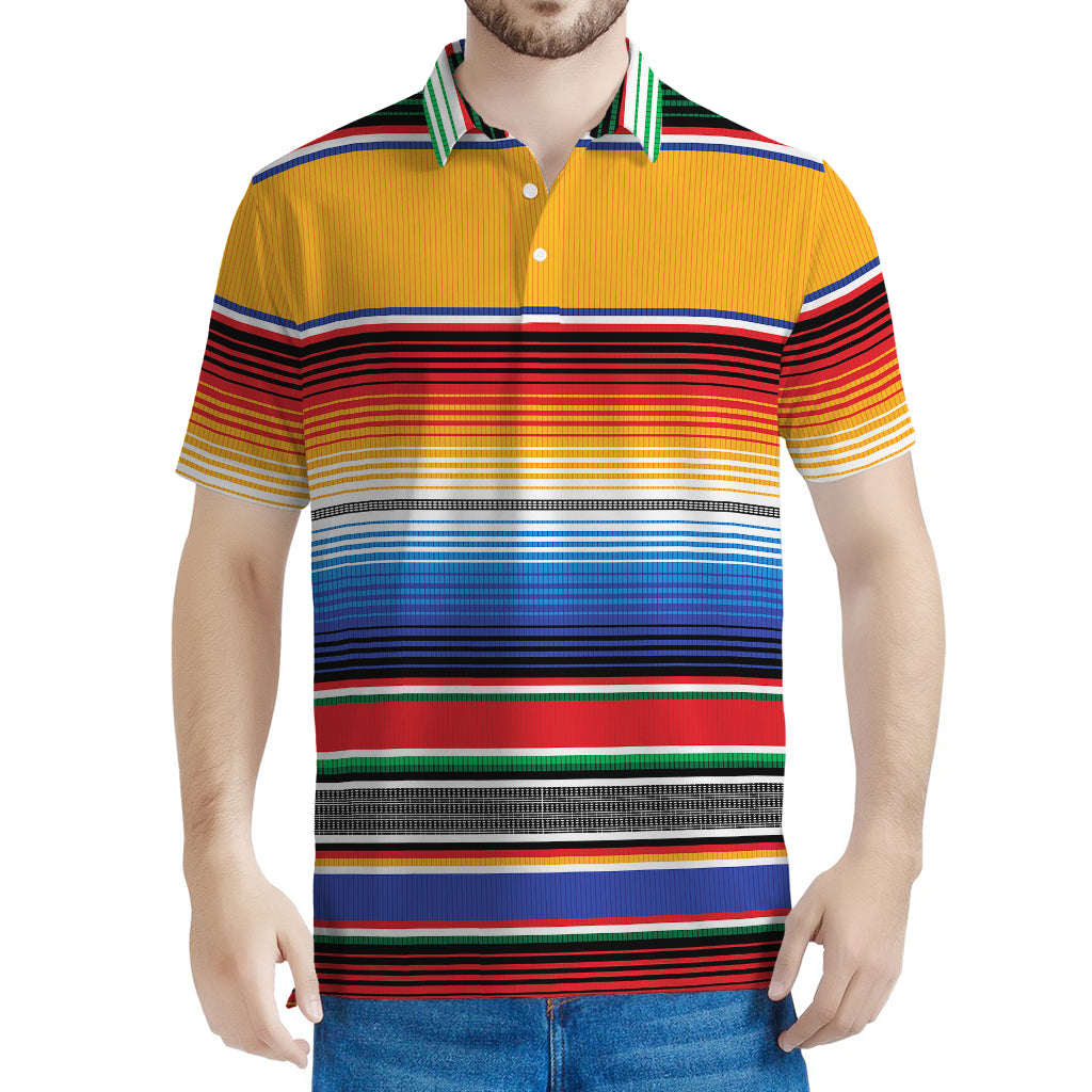 Ethnic Serape Blanket Stripe Print Men's Polo Shirt