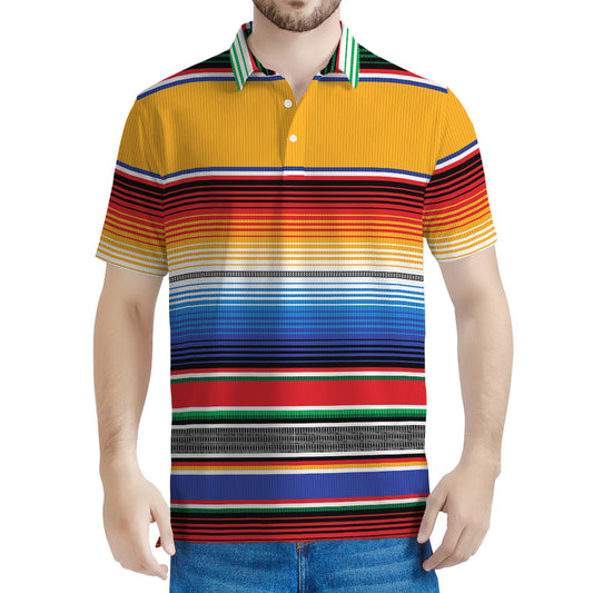 Ethnic Serape Blanket Stripe Print Men's Polo Shirt