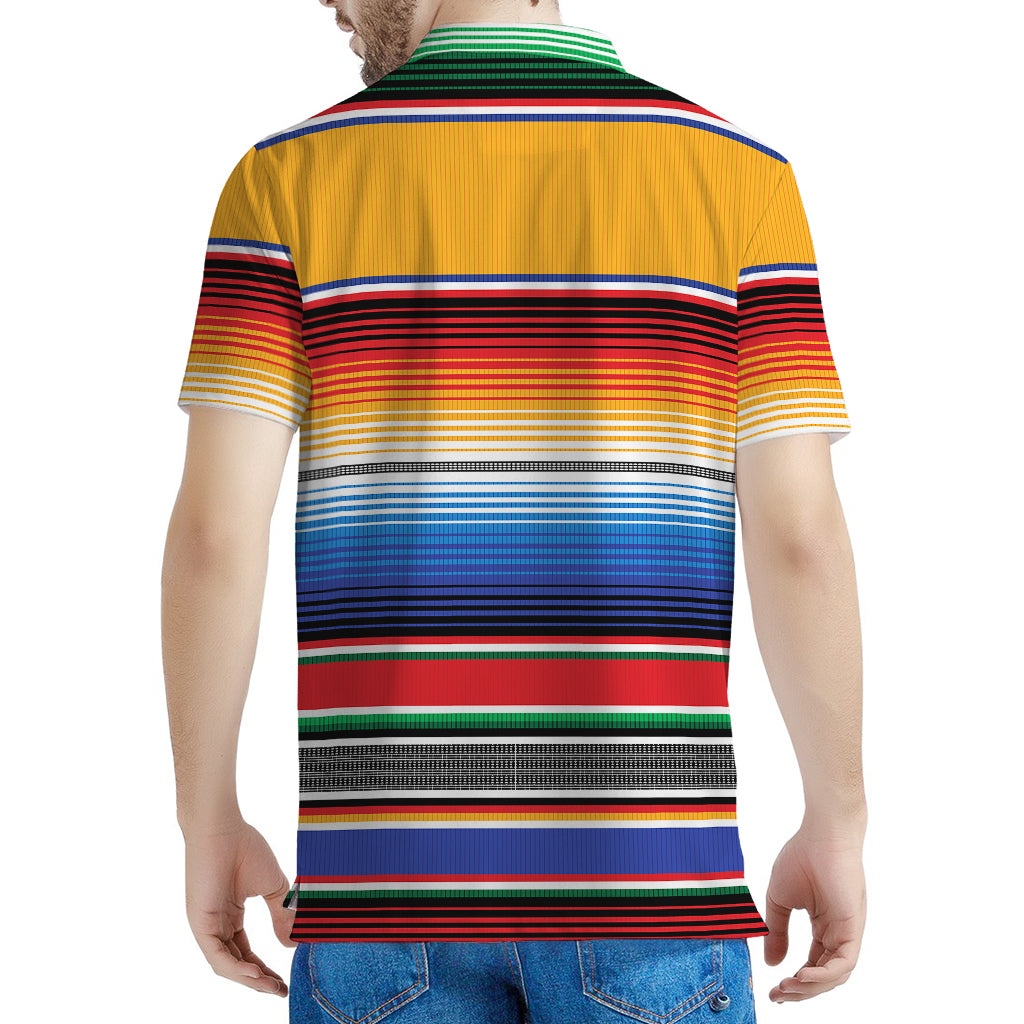 Ethnic Serape Blanket Stripe Print Men's Polo Shirt