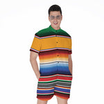 Ethnic Serape Blanket Stripe Print Men's Rompers