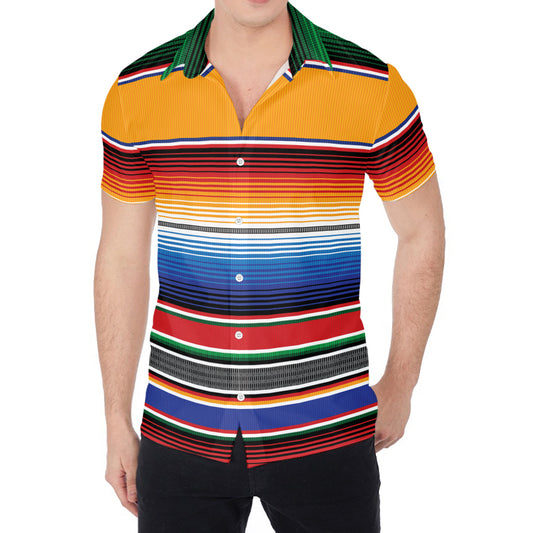Ethnic Serape Blanket Stripe Print Men's Shirt