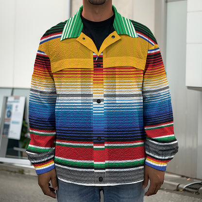Ethnic Serape Blanket Stripe Print Men's Shirt Jacket