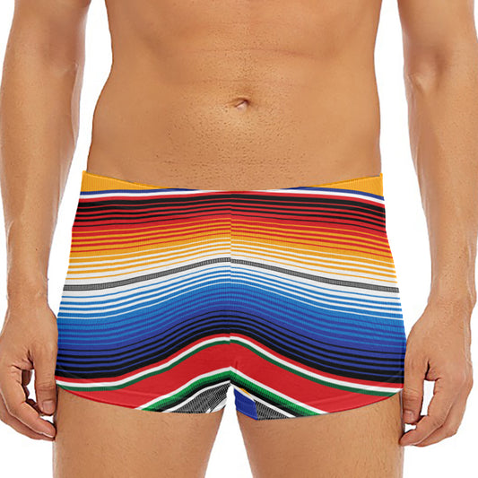 Ethnic Serape Blanket Stripe Print Men's Short Boxer Briefs