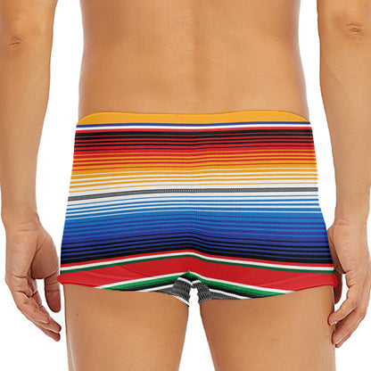Ethnic Serape Blanket Stripe Print Men's Short Boxer Briefs