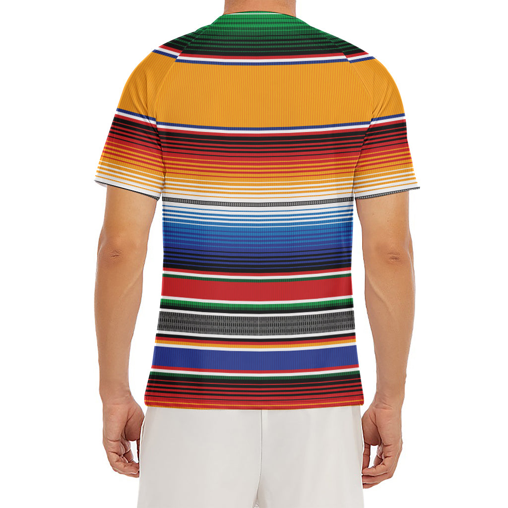 Ethnic Serape Blanket Stripe Print Men's Short Sleeve Rash Guard