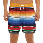 Ethnic Serape Blanket Stripe Print Men's Split Running Shorts