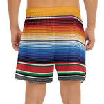 Ethnic Serape Blanket Stripe Print Men's Split Running Shorts