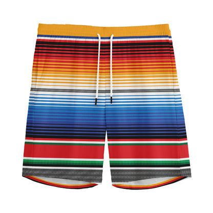 Ethnic Serape Blanket Stripe Print Men's Sports Shorts