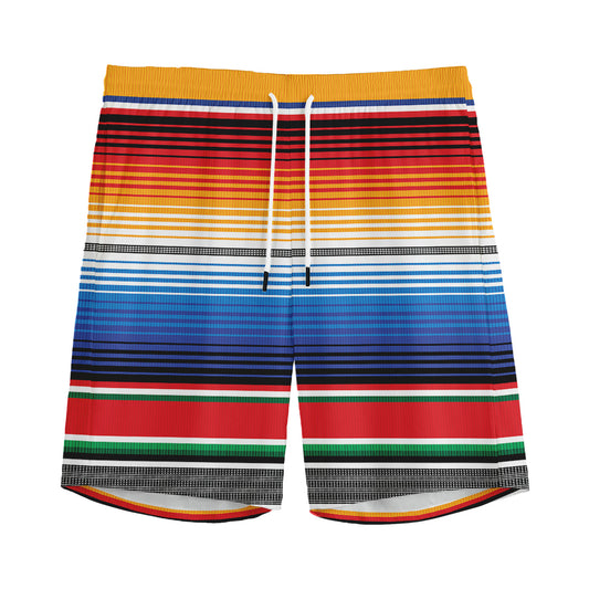 Ethnic Serape Blanket Stripe Print Men's Sports Shorts