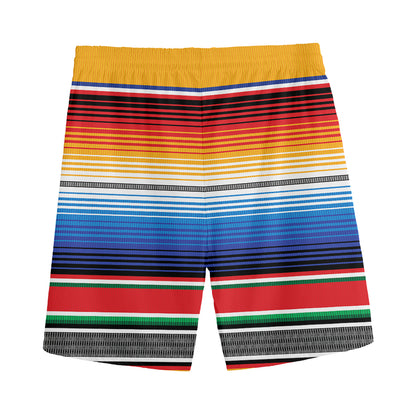 Ethnic Serape Blanket Stripe Print Men's Sports Shorts