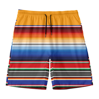 Ethnic Serape Blanket Stripe Print Men's Swim Trunks