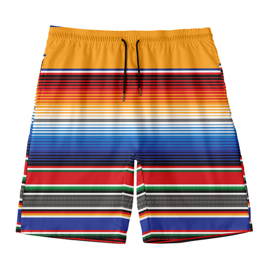 Ethnic Serape Blanket Stripe Print Men's Swim Trunks