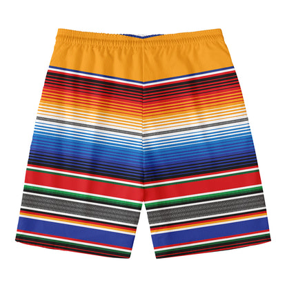 Ethnic Serape Blanket Stripe Print Men's Swim Trunks