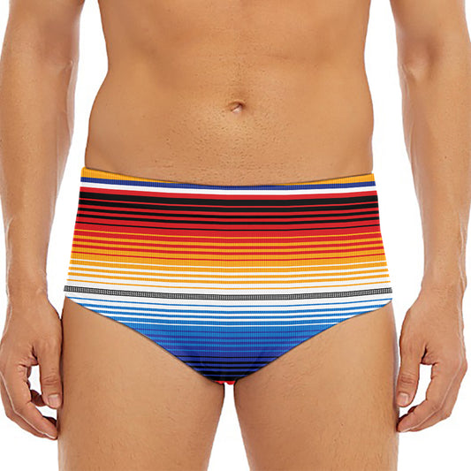 Ethnic Serape Blanket Stripe Print Men's Triangle Swim Briefs