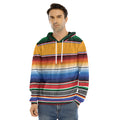 Ethnic Serape Blanket Stripe Print Men's Velvet Pullover Hoodie