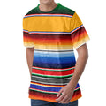 Ethnic Serape Blanket Stripe Print Men's Velvet T-Shirt