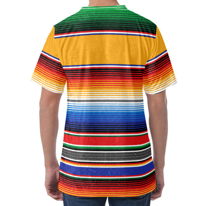 Ethnic Serape Blanket Stripe Print Men's Velvet T-Shirt