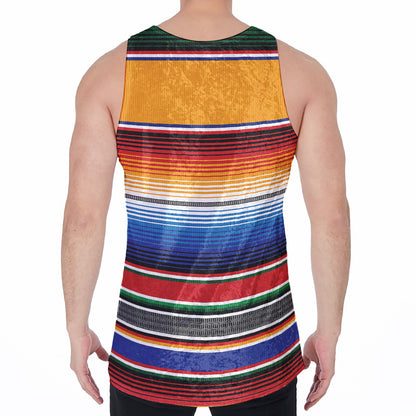 Ethnic Serape Blanket Stripe Print Men's Velvet Tank Top