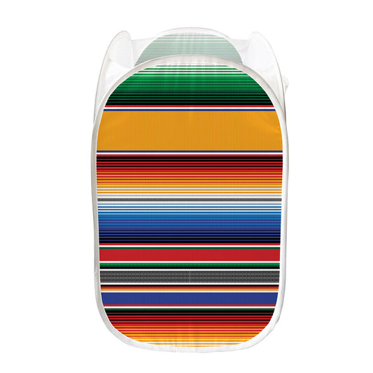 Ethnic Serape Blanket Stripe Print Mesh Laundry Hamper