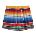 Ethnic Serape Blanket Stripe Print Mesh Shorts