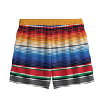 Ethnic Serape Blanket Stripe Print Mesh Shorts