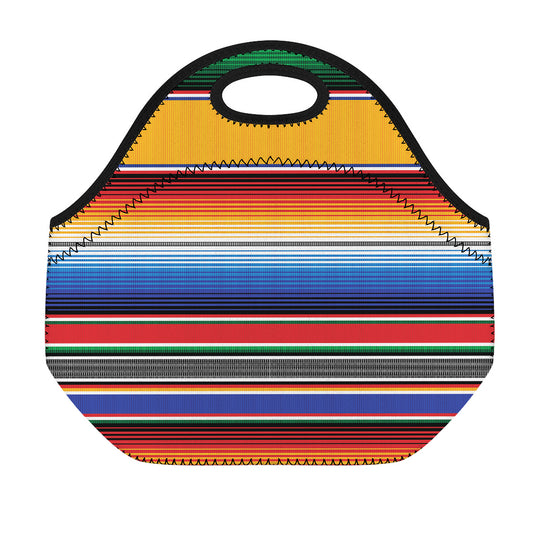Ethnic Serape Blanket Stripe Print Neoprene Lunch Bag